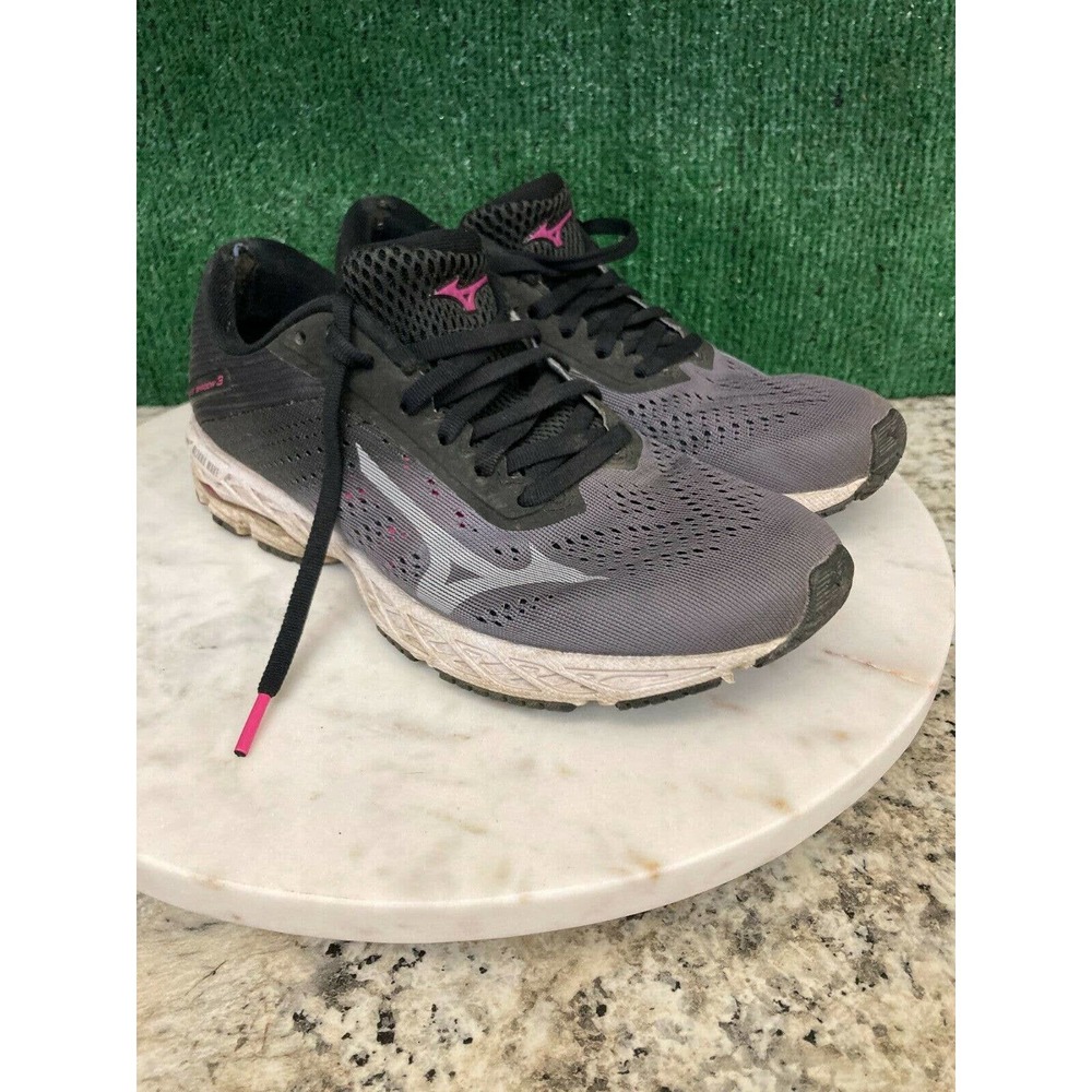 Mizuno Women's Wave Shadow 3 Lace Up Running Sneaker Shoes Grey/Pink Size 8